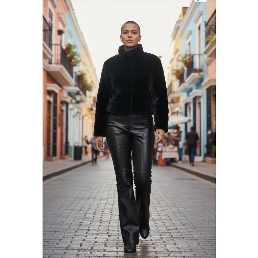 Vintage Cache Black 100% Leather Flared Pants